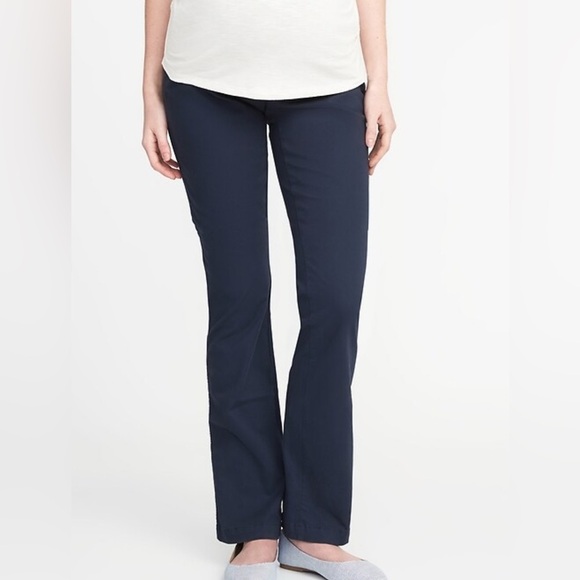Old Navy Womens 16L 95% Cotton Maternity Bootcut Full Panel Blue Stretch Pockets - Picture 1 of 8